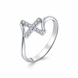 Кольцо с фианитом родированное серебро 925*