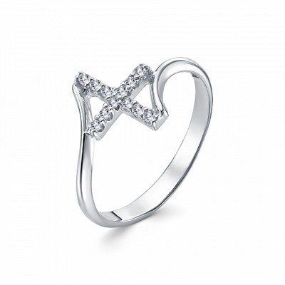 Кольцо с фианитом родированное серебро 925*