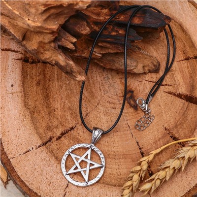 Кулон «Белая пентаграмма», цвет чернёное серебро на чёрном шнурке, 45 см