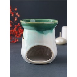 Аромалампа для эфирных масел «Море волнуется», керамика, зелёный, 8.6×8.6×9.8 см