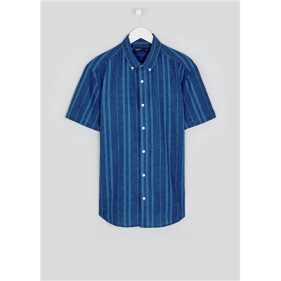 Short Sleeve Stripe Linen Shirt