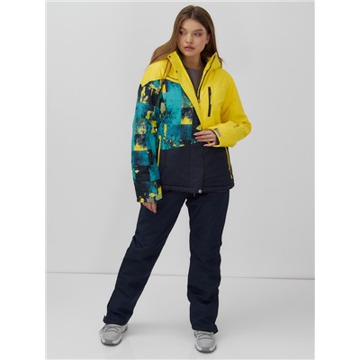 Горнолыжный костюм женский зимний УЦЕНКА желтого цвета 02801J