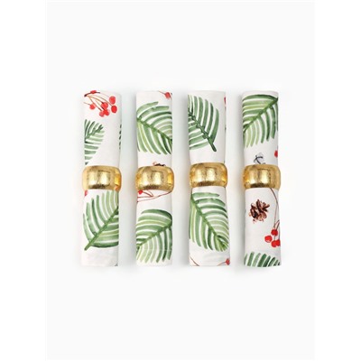 Набор сервировочных салфеток с декоративными кольцами «С Новым Годом», 40×40 см - 4 шт., 100% хлопок, саржа 190 г/м²