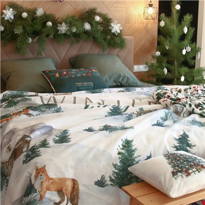 Постельное бельё "Этель" 1.5 сп Winter village 143*215 см, 150*214 см, 70*70 см - 2 шт, бязь 125гр/м2