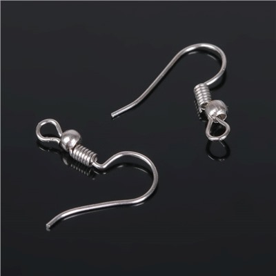 Швензы для сережек-крючки с бусиной (набор 5 пар), цвет серебро