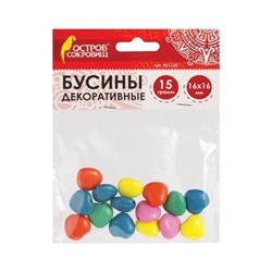 Бусины для творчества СЕРДЦЕ, 16*16мм, 15г., 5 цветов, ОСТРОВ СОКРОВИЩ, 661228