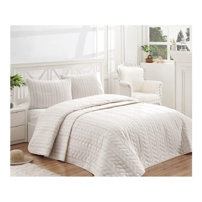 1 сп. Стеганое Покрывало Двустороннее 160x220 см. с Наволочкой 50x70 см. Tunica Krem