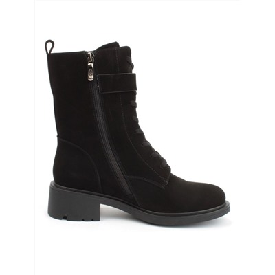 04-M2-590 BLACK Ботинки зимние женские (натуральная замша, натуральный мех)