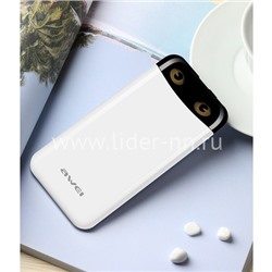Портативное ЗУ (Power Bank) 10000mAh (AWEI P68K) USB/Type-C/2.1A (белый)