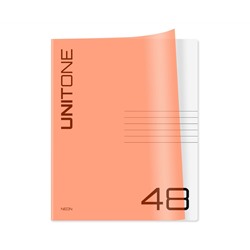 Тетрадь 48л. клетка BG "UniTone. Neon", пластиковая обложка, неон оранжевый