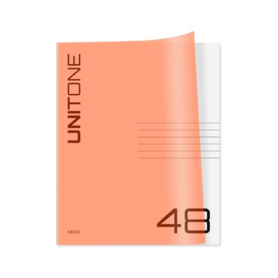 Тетрадь 48л. клетка BG "UniTone. Neon", пластиковая обложка, неон оранжевый