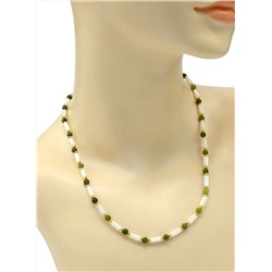 Бусы из перламутра цилиндр с нефритом, 47см