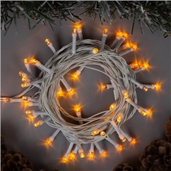 Гирлянда «Нить» 5 м, IP20, белая нить, 50 LED, 8 режимов, 220 В, свечение жёлтое