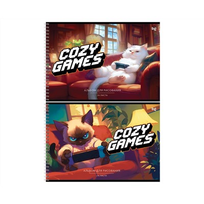 Альбом для рисования 24л., А4, на гребне BG "Cozy games"