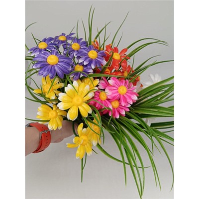 Цветы искусственные декоративные Ромашки с осокой (6 веток) 35 см пластик