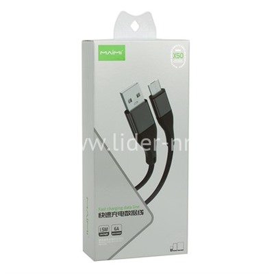 USB кабель micro USB 1.5м MAIMI X50 текстильный (черный) 6A