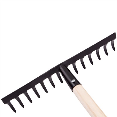 Грабли стальные, 360х1300 мм, 14 прямых зубьев, деревянный черенок, Сибртех