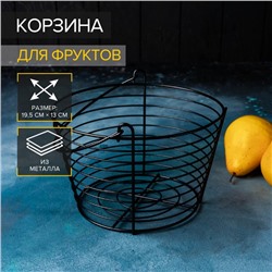 Фруктовница Доляна, 19.5×19.5×13 см, чёрная