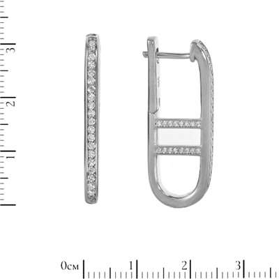 Серьги 'Лесенка' с фианитами, родий ТДС.556Ф0R