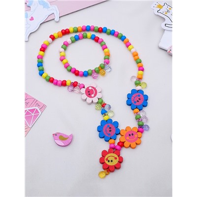 Набор детских украшений Выбражулька «Весёлые цветы ромашки», 2 предмета: кулон, браслет d=5 см