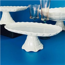 163-057 Овальное блюдо 35,5х21,5х12см на ножке КОРНЕЛИЯ в под.уп.(х8)Фарфор