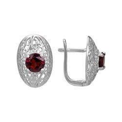 Серьги 'Ажур' с гранатом и фианитами ТГСК.880ГРR