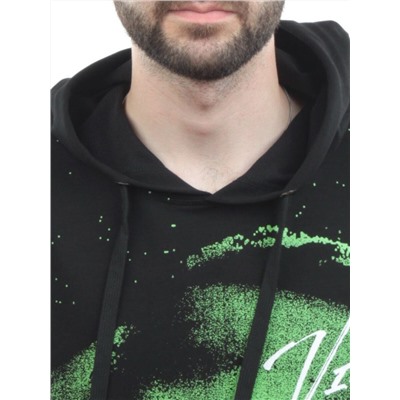 2626 BLACK/GREEN Толстовка мужская (75% хлопок, 20% полиэстер, 5% спандекс)