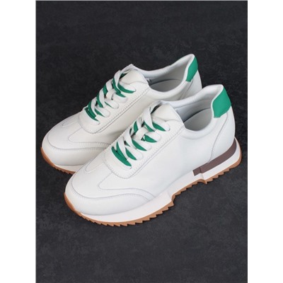 05-PDJ66-2 BEIGE/GREEN Кроссовки женские (натуральная кожа)