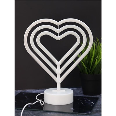 Неоновый LED ночник настольный "Native hearts", свечение mix (28*23 см)