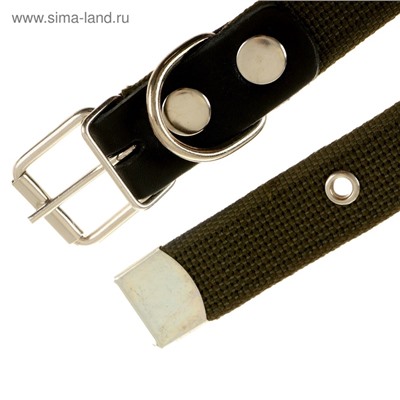Ошейник брезентовый однослойный, 57×2.5 см, ОШ 35-45 см, хаки