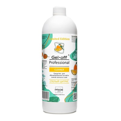 Средство для обезжиривания ногтей и снятия липкого слоя GEL- OFF CLEANER «Спелый цитрус», 1000 мл