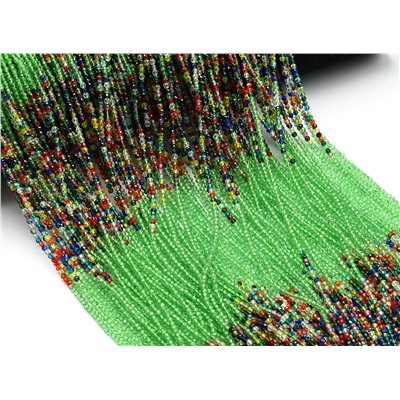 Бусины из шпинели шарик гр.2мм цв.зеленый, ассорти, 37см, 197 бусин