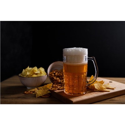Пивная кружка, 450 мл, охлаждающая, пластик, прозрачная
