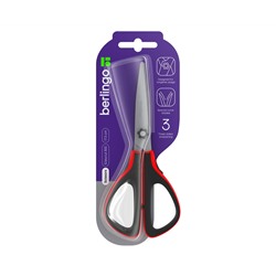 Ножницы Berlingo "Easycut 300", 17,5см, красные, мягкие вставки, европодвес