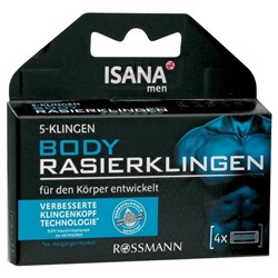 ISANA men Bodyrasierklingen Лезвия для бритвы для тела со смазочной полоской 4 шт.