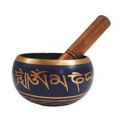 Сине-золотая поющая чаша с деревянным стеком, Blue-Gold Singing Bowl and Wooden Striker Stick