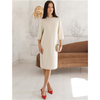 Платье вязаное из хлопковой пряжи с пайетками