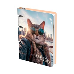 Тетрадь на кольцах А5, 100л., MESHU "Cat and the city", картон, матовая ламинация