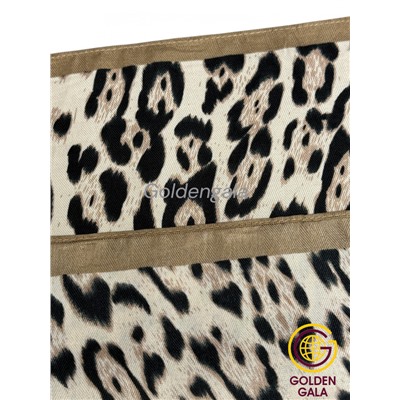 Платок утепленный Леопардовый Арт 3111/11 светло-бежевый с бежевой каймой