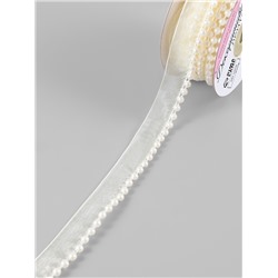 Лента декоративная с бусинами, 12 мм, 4.5±0.5 м, цвет слоновая кость №08