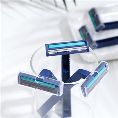 Бритвенные станки одноразовые «Мой Выбор» с увлажняющей полоской, 2 лезвия, синие, 5 шт.