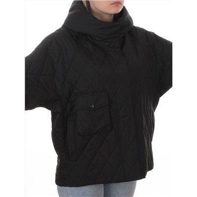 9606 BLACK Куртка стеганная демисезонная женская (100 гр. холлофайбер)