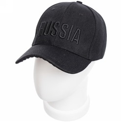 Бейсболка унисекс "Russia", хлопок, цвет черный, р58