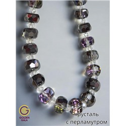 Набор бижутерии из хрусталя (бусы, серьги) Цвет хамелеон черно-фиолетовый