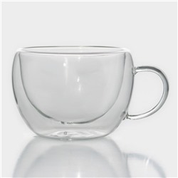 Кружка с двойными стенками Magistro «Лиди. Дуо», 200 мл, 12×9.5×6.5 см, стекло, прозрачная