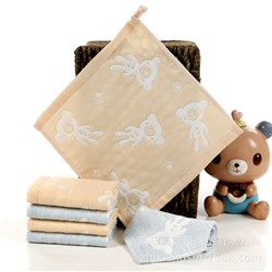 Creative gauze handkerchief, children's eating bib, with little bears, wholesale