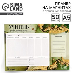 Планинг на магнитах с отрывными листами «Учитель», 50 листов, 19.5×14 см, размер части для заполнения 13×9.5 см