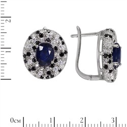 Серьги 'Лола' с сапфиром, шпинелью, фианитом, родий Т6СК.739СФR