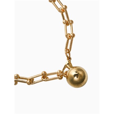 Браслет цепочка с подвеской «Шарик», L=22 см, металл, цвет золото