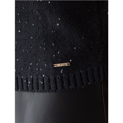 Джемпер с цельнокроенным коротким рукавом из хлопковой пряжи с пайетками